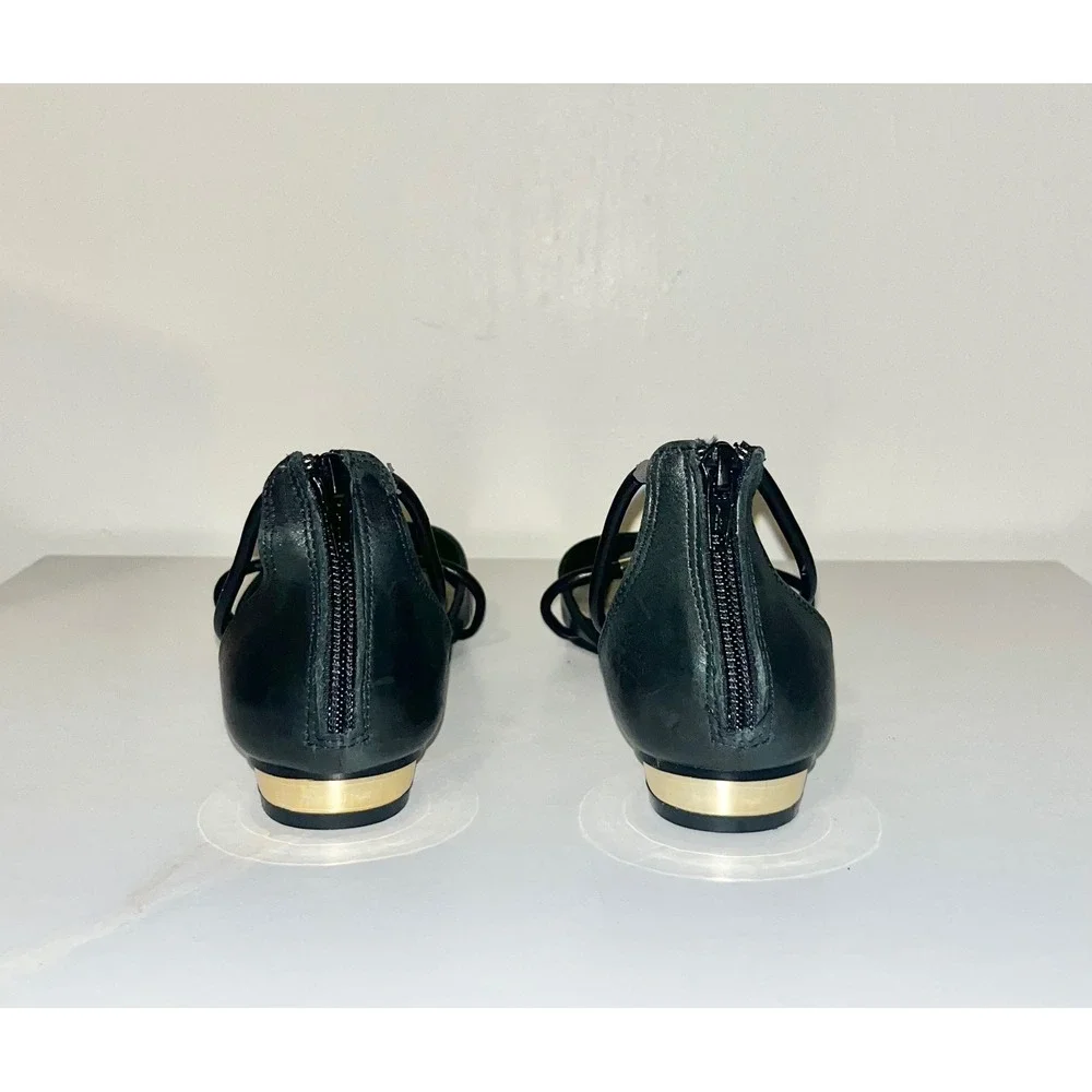 ALDO Fenilone Ballet Flats Pointed Toe T-Strap Gold Tone Hardware‎ | 8.5